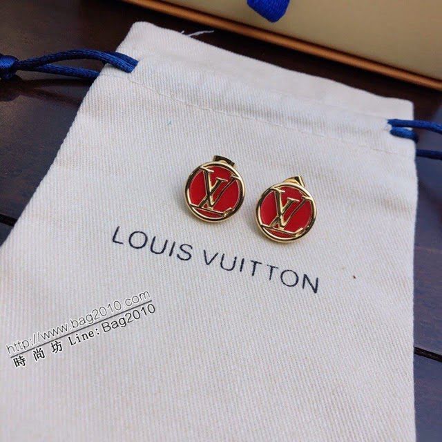 Louis Vuitton新款飾品 路易威登母貝耳環 LV圓形字母耳釘  zglv2098